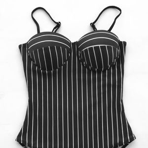 Classic style one piece striped swim suit